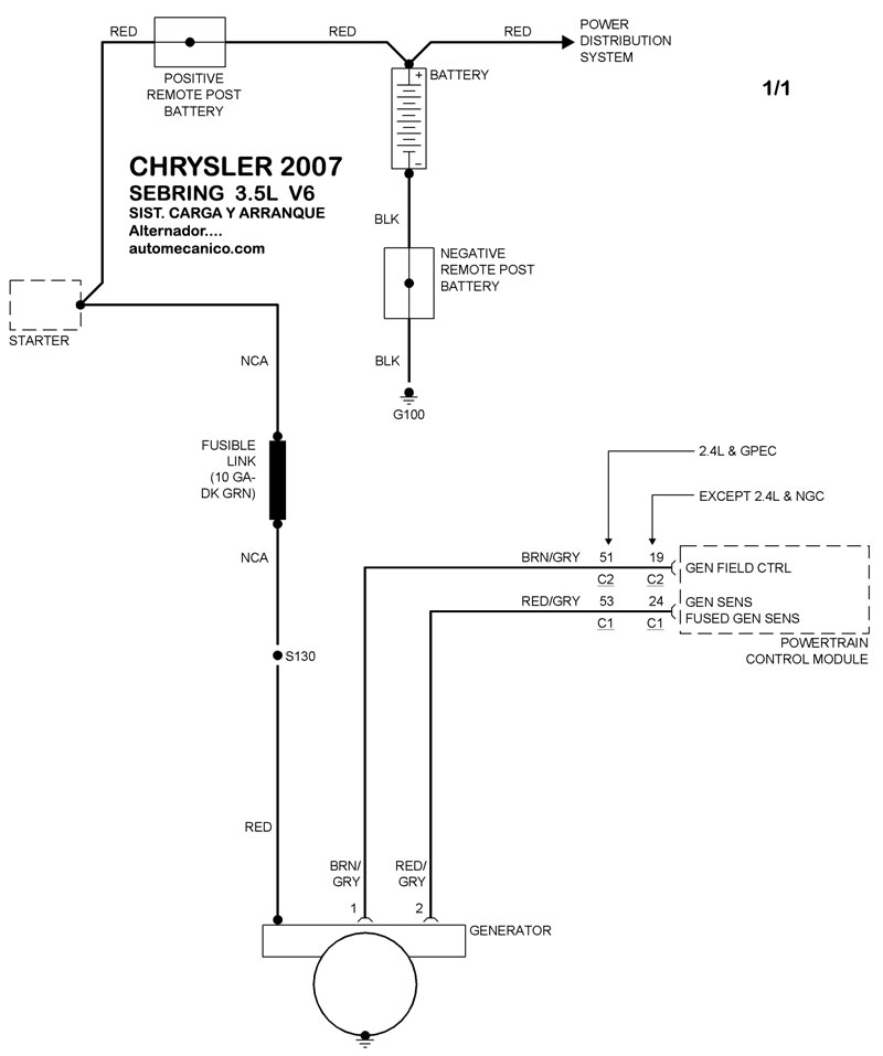 CHRYSLER : Sistema de carga y arranque 2007 - Graphics - Esquemas |  Vehiculos - Alternador - Arrancador
