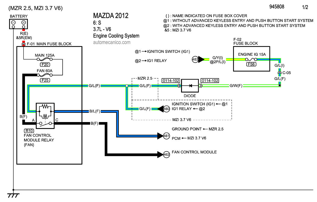 Mazda Cooling Fans System Diagramas Ventiladores Abanicos