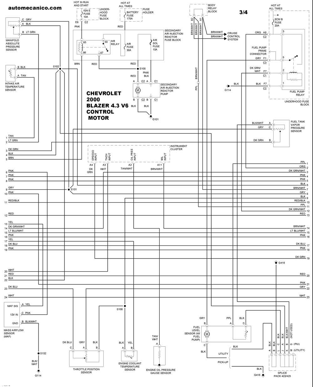 CHEVROLET : Diagramas control del motor - Graphics - Esquemas | Vehiculos  2000- Motores - Componentes | Mecanica automotriz
