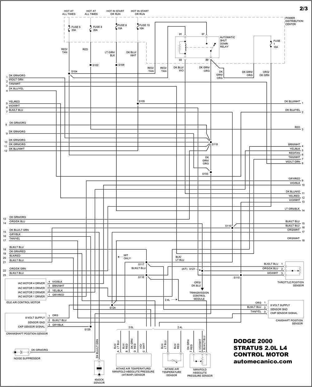 DODGE : Diagramas control del motor - Graphics - Esquemas | Vehiculos 2000-  Motores - Componentes | Mecanica automotriz