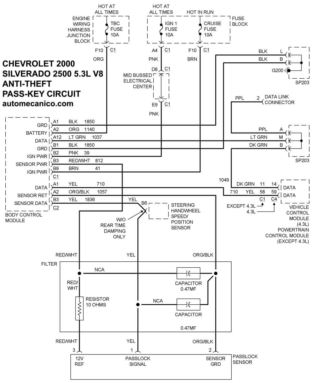 Anti theft passlock bypass diagram